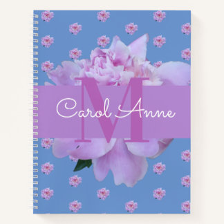 Carnet Pierre rose Monogramme floral violet bleu