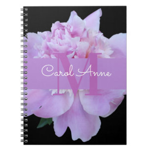 Carnet Pierre rose violet Monogramme floral noir