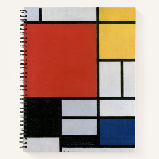 Carnet Piet Mondrian Rouge Bleu Jaune Art Abstrait (Devant)