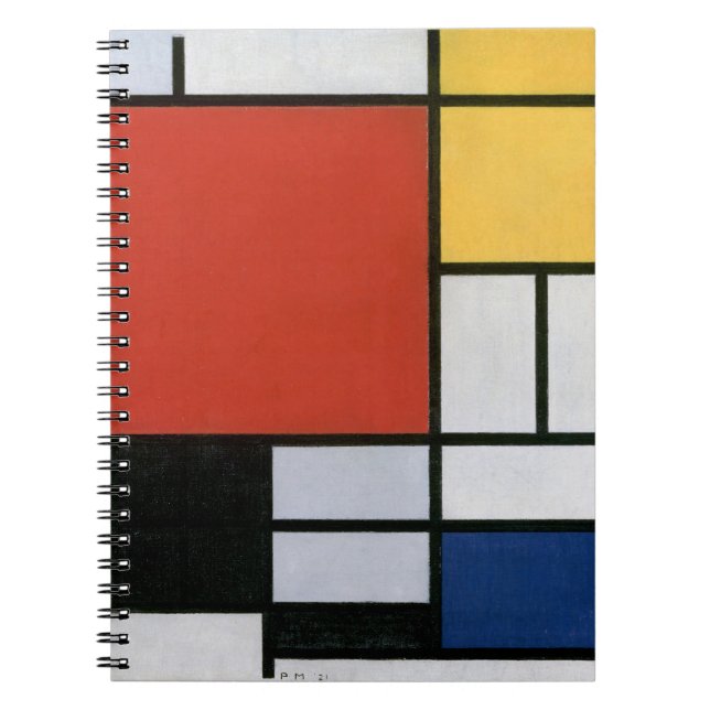 Carnet Piet Mondrian Rouge Bleu Jaune Art Abstrait (Devant)