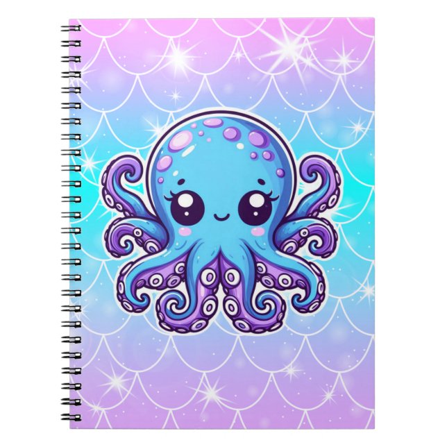 Carnet Pieuvre bleue mignonne (Devant)