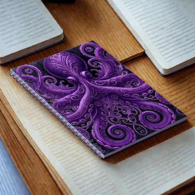 Carnet Pieuvre violette Steampunk victorien Kraken  (Créateur téléchargé)