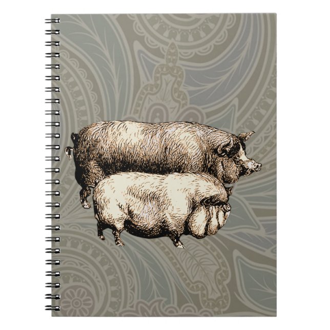Carnet Pig Farm Pays Antique Illustration Art (Devant)
