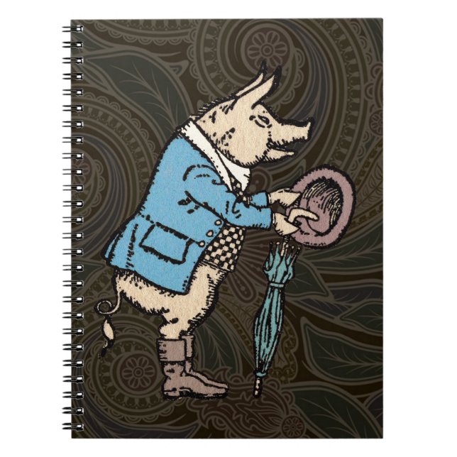 Carnet Pig Wearing Jacket Formal Antique (Devant)