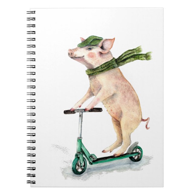Carnet Piggy sur scooter (Devant)