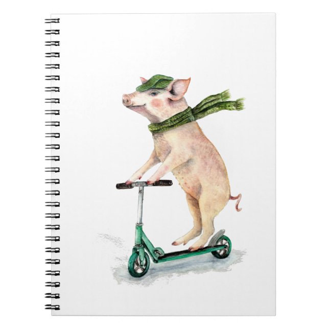 Carnet Piggy sur scooter (Devant)