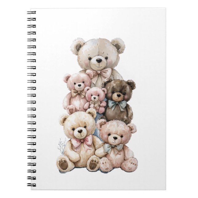 Carnet Pile d'ours en peluche pastel mignon (Devant)