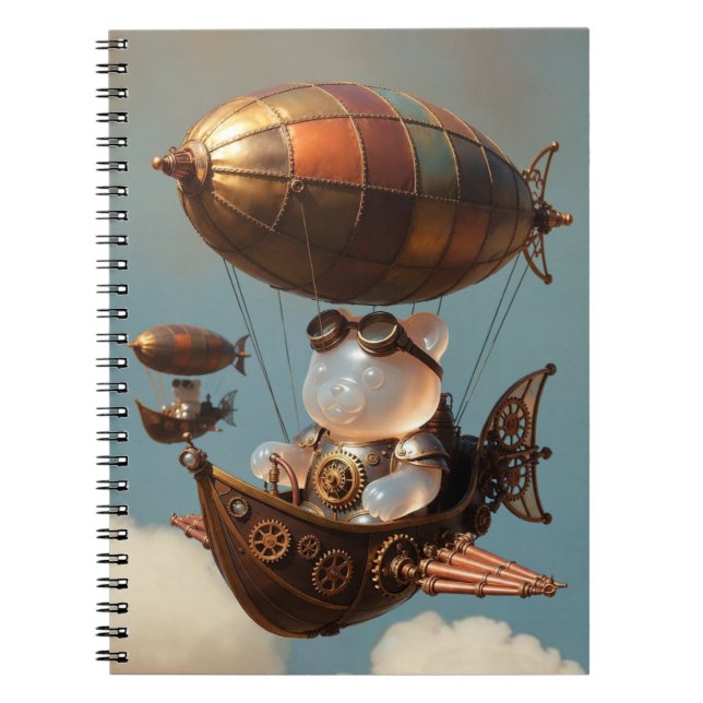 Carnet Pilote Ourson Gélifié Steampunk dans un Dirigeable (Devant)