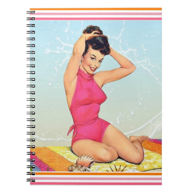 Carnet Pin Up de la plage rétro (Devant)