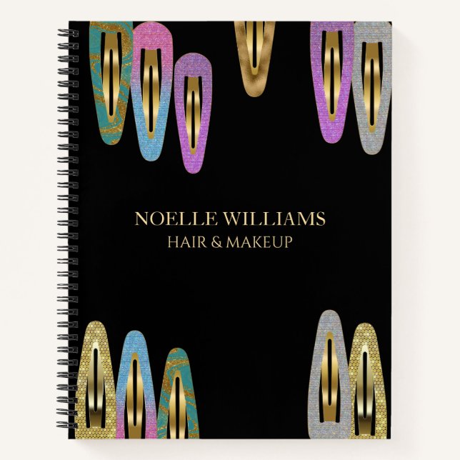 Carnet Pince à cheveux en paillettes moderne professionne (Devant)