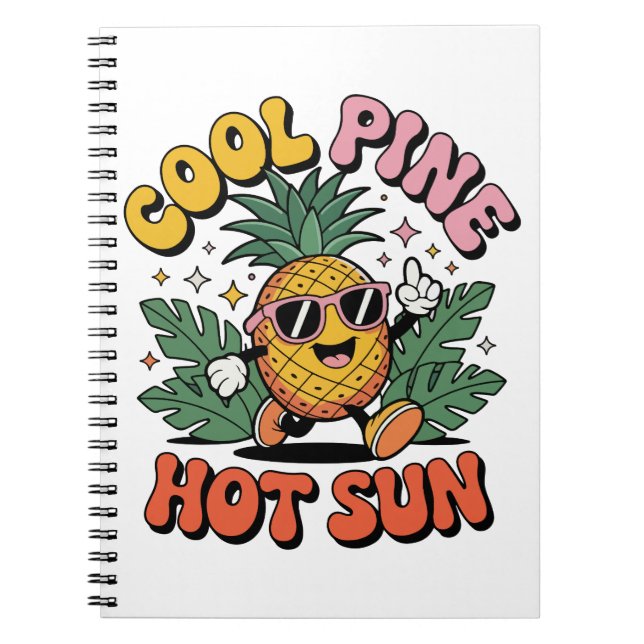 Carnet Pine Cool Soleil Chaud Vibes Rétro Ananas Été (Devant)