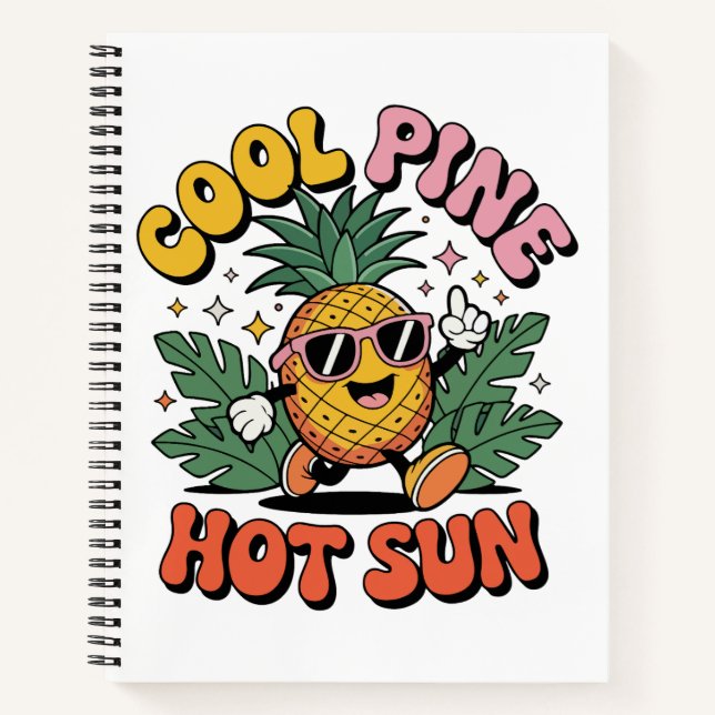 Carnet Pine Frais Soleil Chaud Rétro Ananas Ambiance Été (Devant)