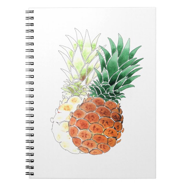 Carnet Pineapple, watercolor. (Devant)