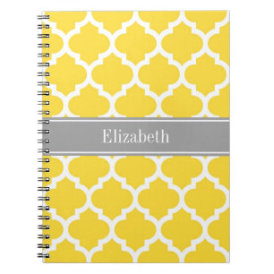 Carnet Pineapple Wht Moroccan #5 Dk Gray Name Monogram