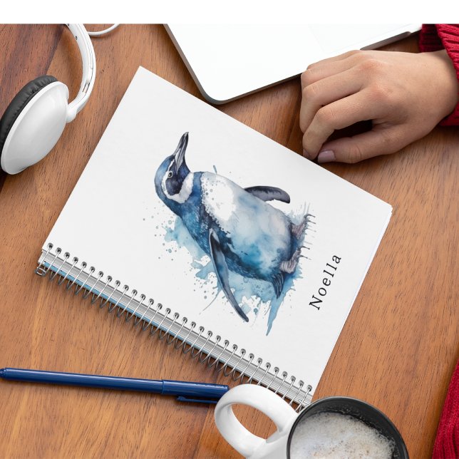 Carnet Pingouin d'aquarelle Arctique, personnalisé (Créateur téléchargé)