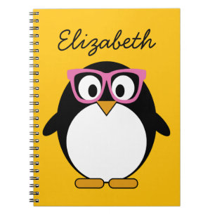 Carnet Pingouin de hippie - rose mignon de jaune de bande
