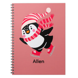 Carnet Pingouin de Noël dans un Casquette et écharpe sur 