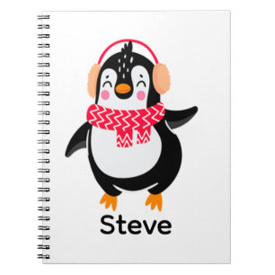 Carnet Pingouin de Noël Jolly en écharpe avec des bouffée
