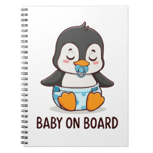 Carnet Pingouin en caricature mignonne "Baby on board" au