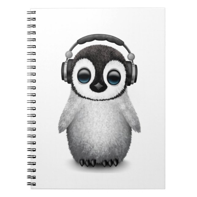Carnet Pingouin mignon personnalisable DJ de bébé avec (Devant)