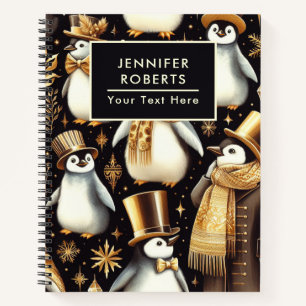 Carnet Pingouin noir et doré