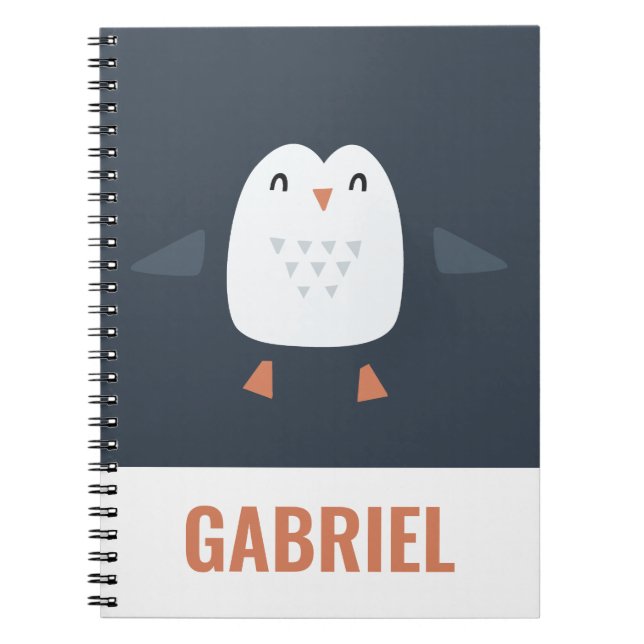 Carnet pingouin personnalisé pour enfants festif drôle mi (Devant)