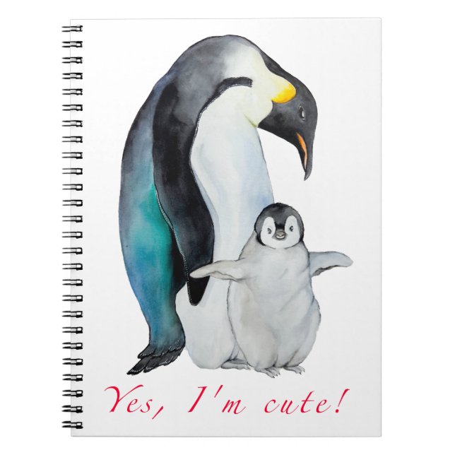 Carnet Pingouins empereurs d'aquarelle mignons (Devant)