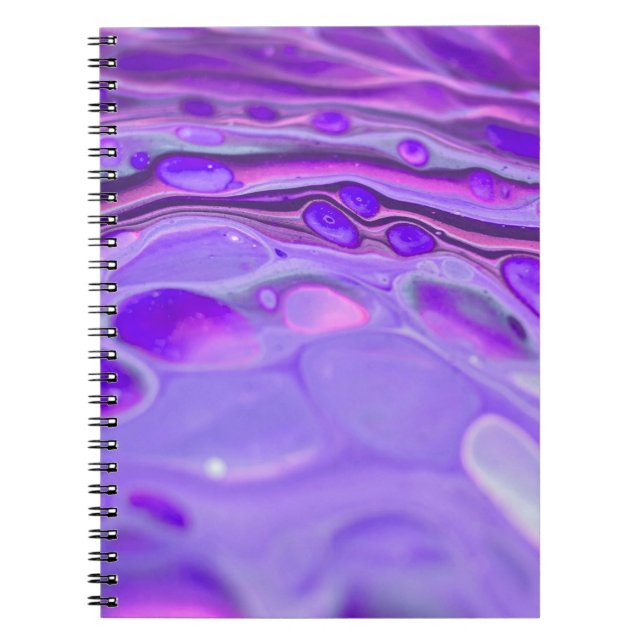Carnet Pink Acrylique violet, Fluid Art Peinture Marbre (Devant)