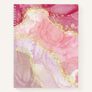Carnet Pink Agate Gold Parties scintillant Marble Geode