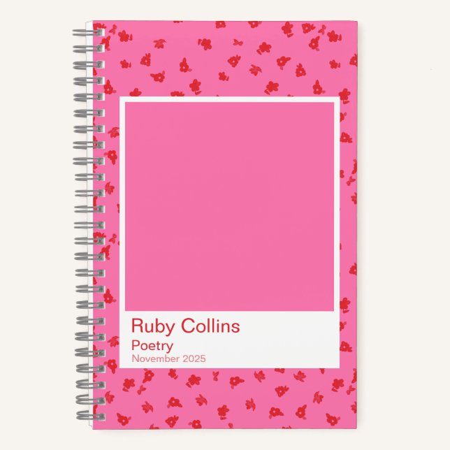 Carnet Pink and Red Floral Aesthetic Notebook (Recto)