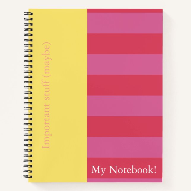 Carnet Pink and Yellow striped notebook cover design (Devant)