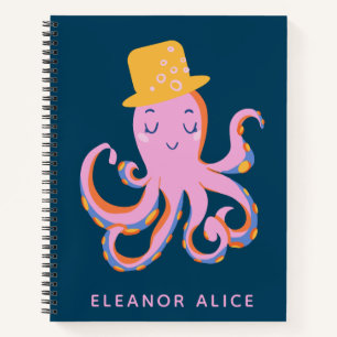 Carnet Pink Blue Cute Octopus Danser Animal Personnalisé