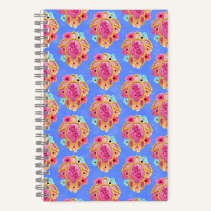Carnet Pink Blue Island Tortues de mer tropicales Floral