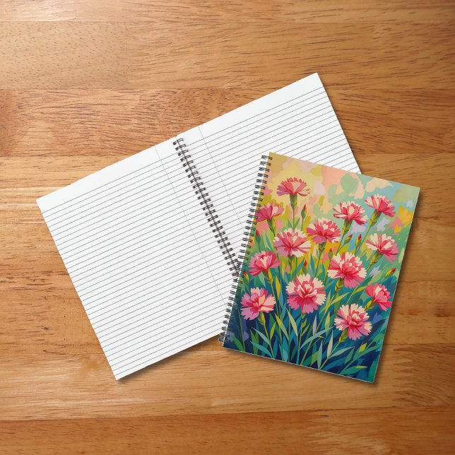 Carnet Pink Carnations Notebook (Notebook with pink carnations)