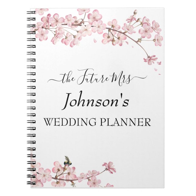 Carnet Pink Cherry Blossom Wedding Planner Notebook (Devant)