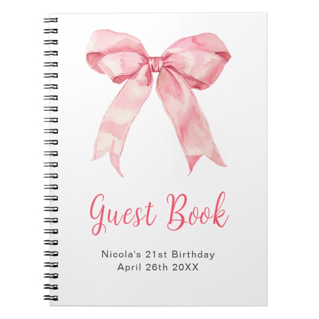 Carnet Pink Coquette Bow Birthday Party Guest Book (Devant)