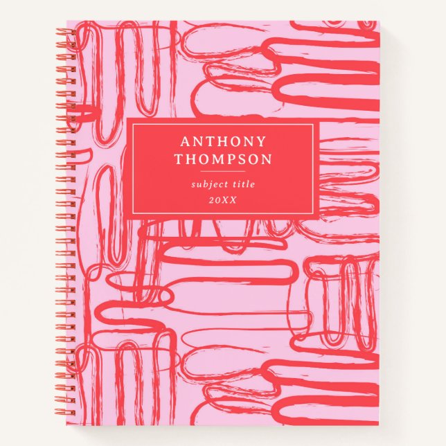 Carnet Pink Curve Wavy Squiggle Abstract Modern (Devant)