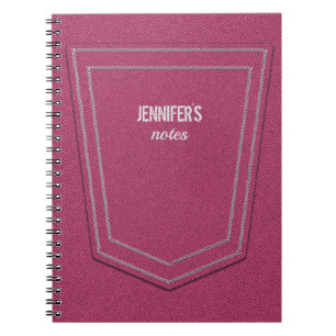 Carnet Pink Denim Jeans Texture Nom Personnalisé