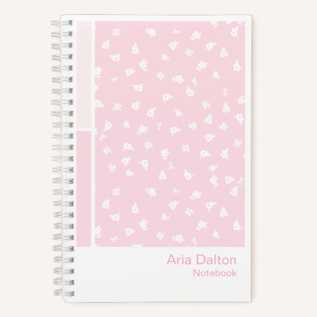 Carnet Pink Ditsy Floral Vertical Palette Notebook (Recto)