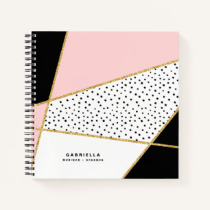 Carnet Pink et Black Chic Abstrait Motif personnalisé