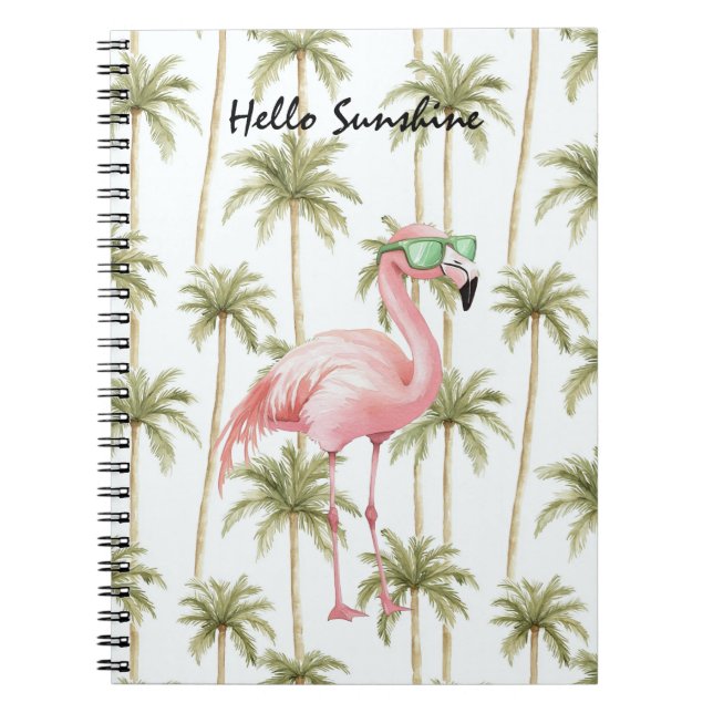 Carnet Pink Flamingo Palm Trees (Devant)