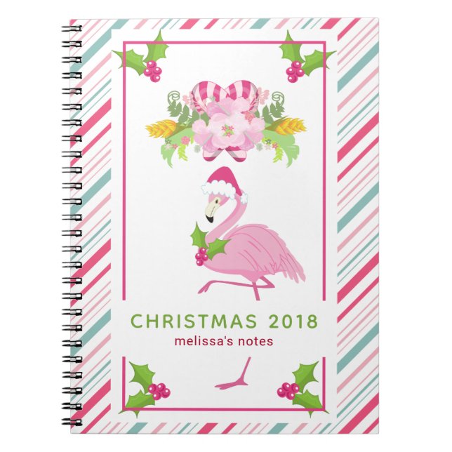Carnet Pink Flamingo Tropical Christmas (Devant)