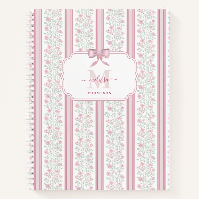 Carnet Pink Floral Wildflowers Coquette Bow (Devant)