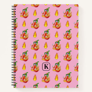 Carnet Pink Funny Firefighter Chili Et Flame Motif