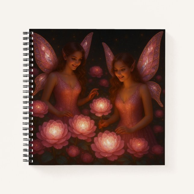 Carnet Pink Garden Fairies Hardcover Spiral Notebook (Devant)