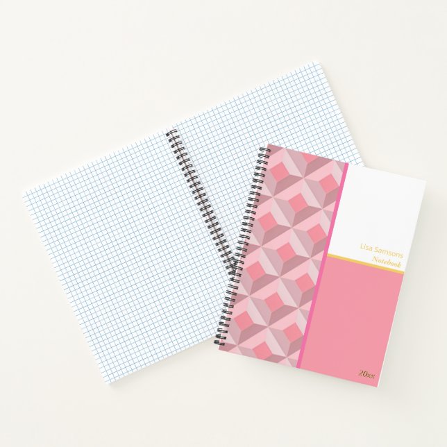 Carnet Pink Geometric Squares Custom Notebook (Intérieur)