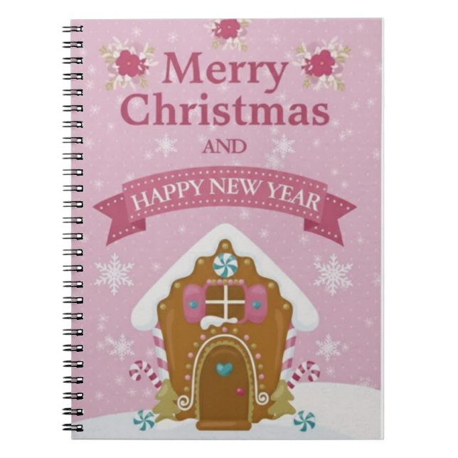 Carnet Pink Gingerbread House Merry Christmas Notebook (Devant)