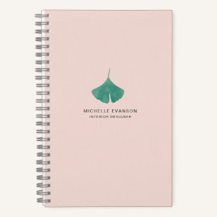 Carnet Pink Ginkgo Leaf Simple Nature