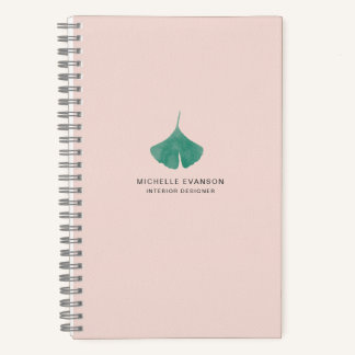 Carnet Pink Ginkgo Leaf Simple Nature