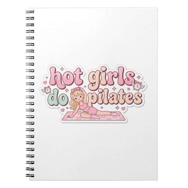 Carnet Pink Girly Fitness Planner, Pilates Girl Gift (Devant)